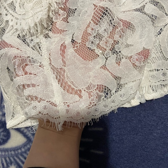 Lace Dollskill coquette white top zip up blouse sz sm sheer Lacey euc - Picture 7 of 11